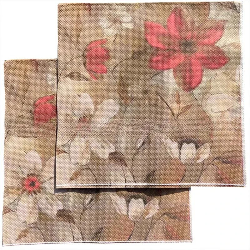 20pcs/Pac 33*33c 2Ply Colourful Printed Napkins Flower and Grass Facial Tissue Party Tissue Wine Glass Flower Paper Placemats