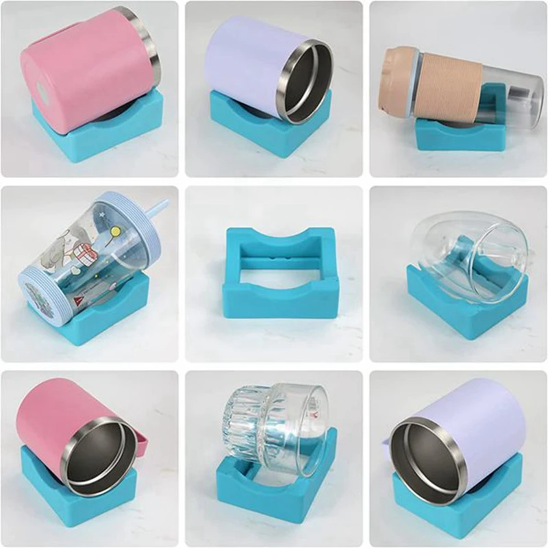 Small Silicone Cup Cradle Tumbler Base Blue For Tumbler Crafting -Vinyl Decal For Tumblers Cups Mugs, Decal Alignment