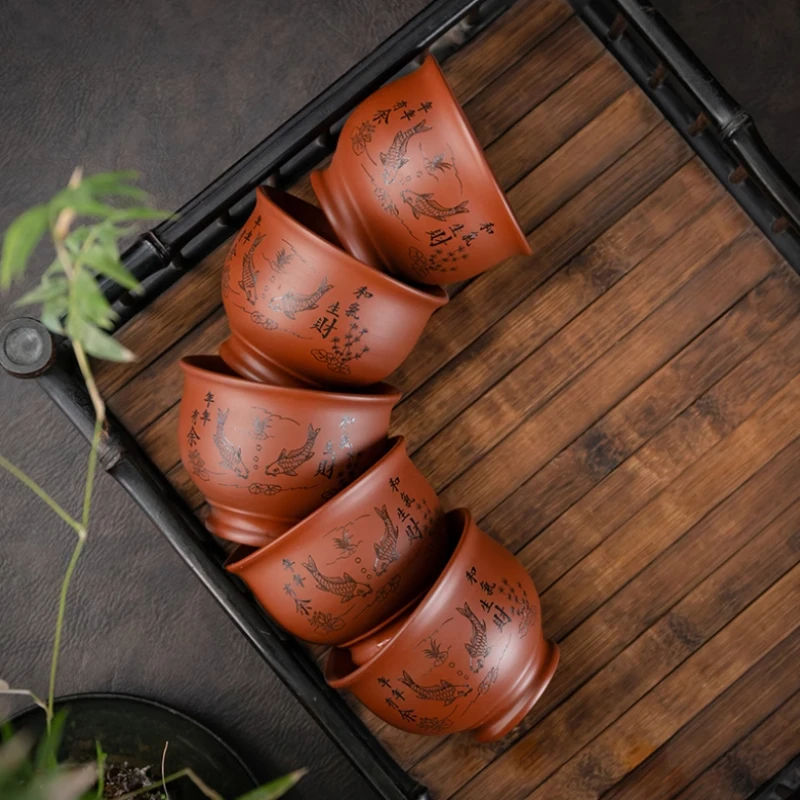 Chinese Yixing Purple Clay Teacup Coffee Cup Oolong Tea Handmade Boutique Tea Bowl Master Tea Cup Portable Personal Single Cup