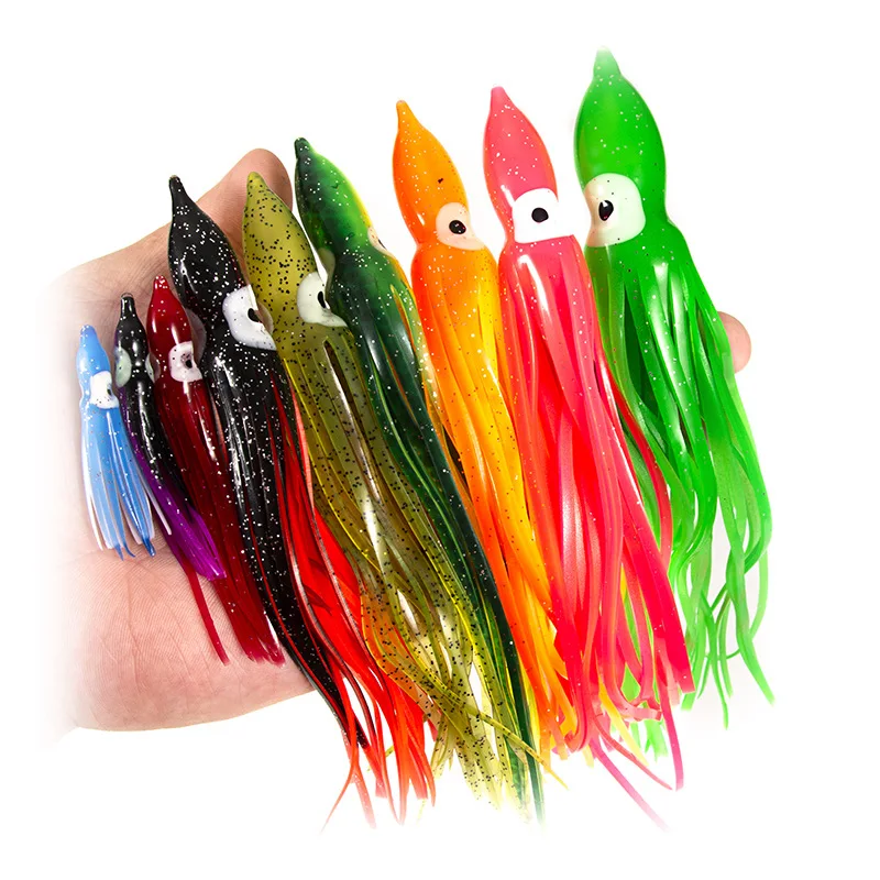 5Pcs 5/10cm Rubber Luminous Squid Skirts Soft Lure Pesca Bait Octopus   Fishing Lures Tuna Sailfish Catfish Baits