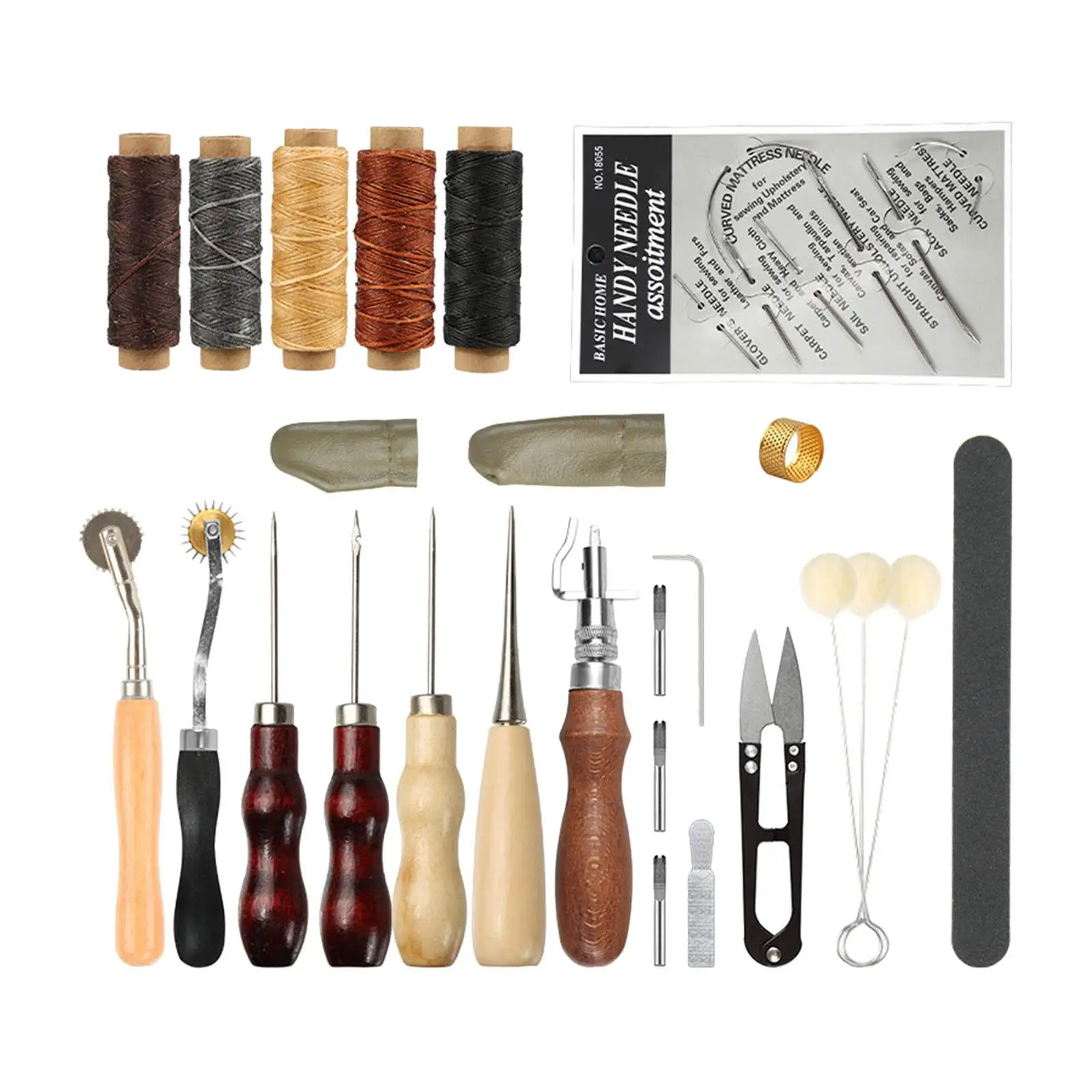 

Leather Working Tools Set with Waxed Thread Groover Awl Stitching DIY Leather