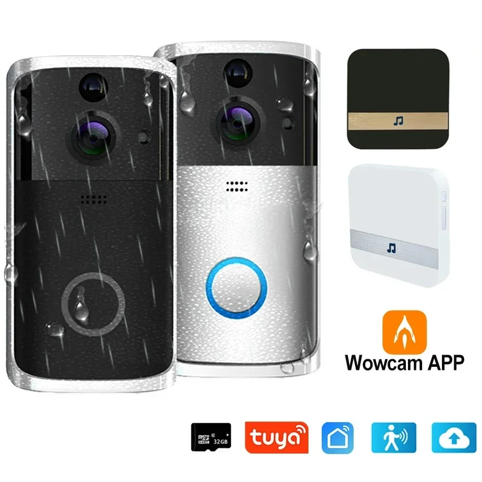 Tuya/wowcam app Video Door Bell Wifi Wireless Doorbell Smart Camera Door Phone Intercom with Motion Detection Waterproof