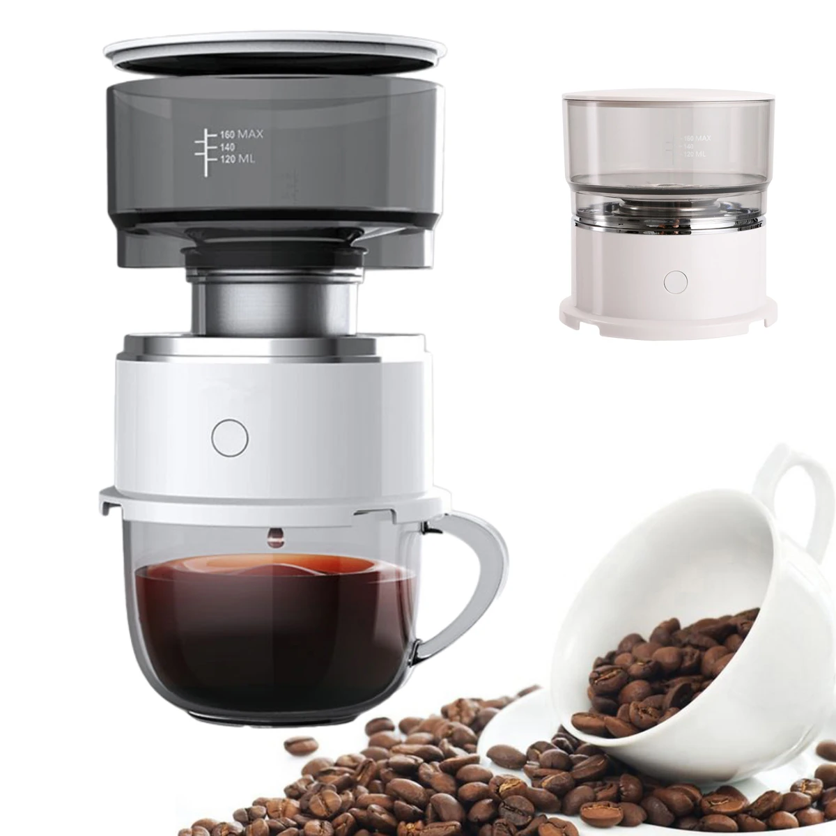 Mini Portable Drip Coffee Pot Smart Automatic Hand Brewing Coffee Machine Outdoor Extraction Brewer Grinder