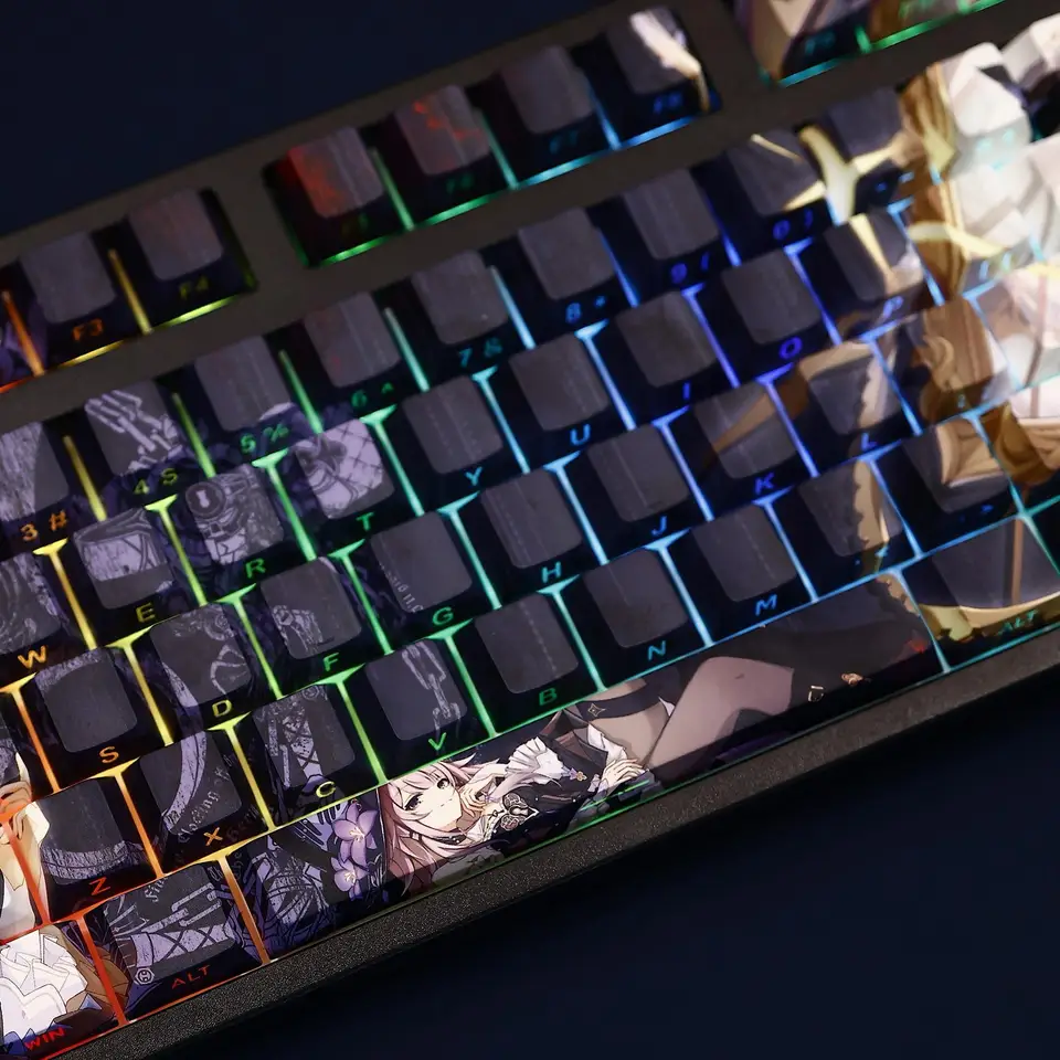 Keycap Honkai: Star Rail Acheron thick PBT xuyên led in dyesub 5 mặt