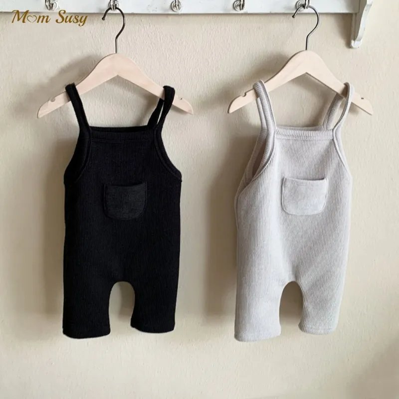 

Newborn Baby Girl Boy Cotton Pocket Suspender Pant Spring Autumn Jumpsuit Infant Toddler Sleeveless Romper Baby Clothes 9M-2T