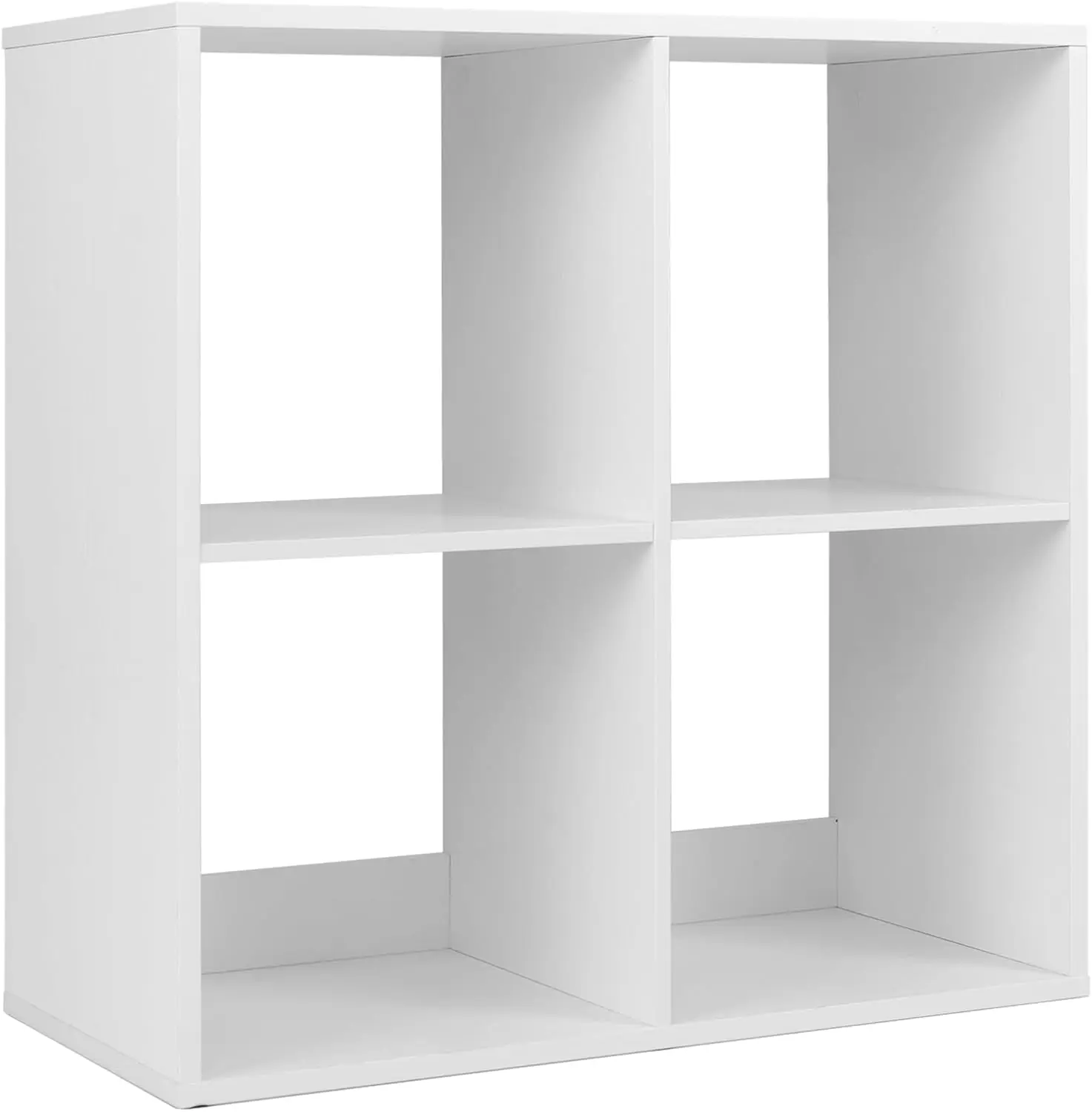 Open back freestanding bookcase with 4 compartments and anti-tilt mechanism, suitable for living room, bedroom, office, white