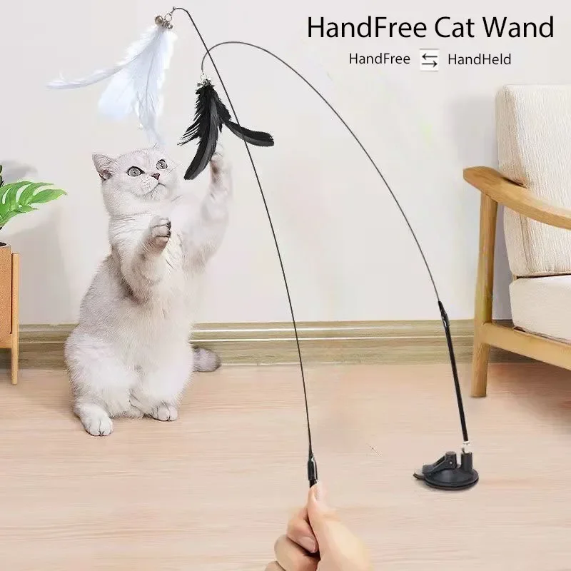 

Фрикционная рукоятка для кошек, игрушечная палочка для котят, игрушка на присоске, птица/перо, искусственные товары для домашних животных