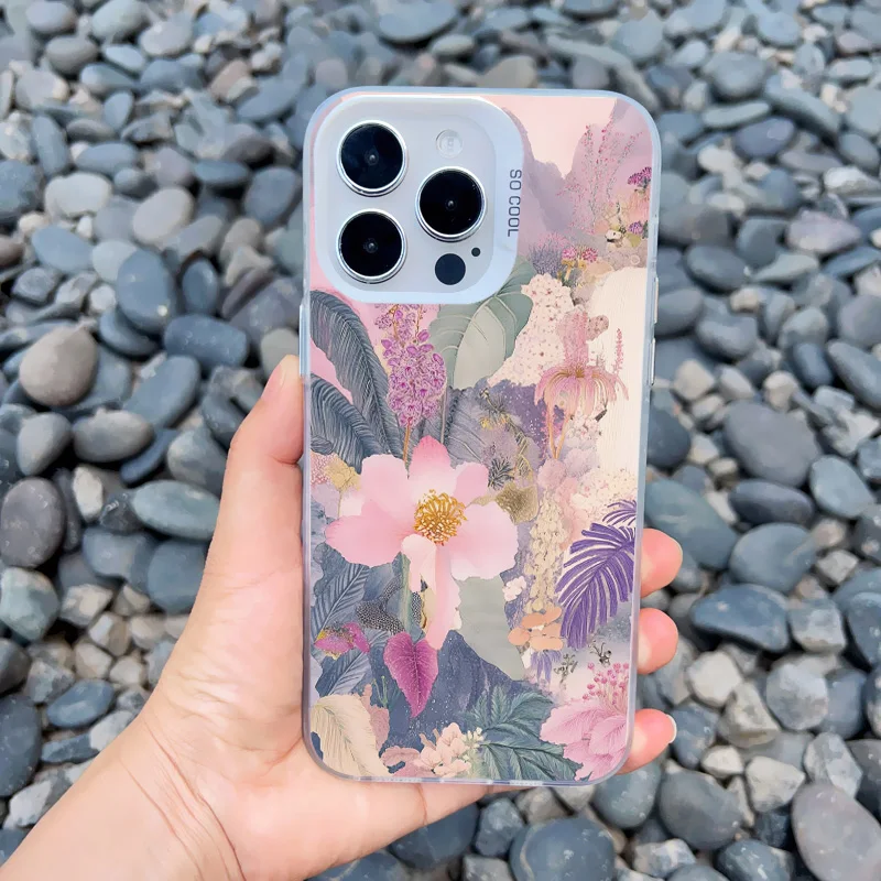 Blühende Blumen Handyhülle für iPhone 17 16 15 Pro Max Plus 13 Mini 14 12 11 Pro Max Stoßfeste Laser-Schutzhülle – Detail 1