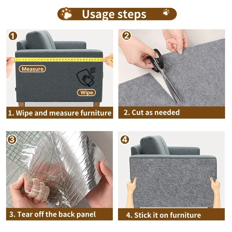 Description Picture 3 of itemCat Scratcher Sofa Protector Cats Scratcher Pad Board Protection Trimmable Self-adhesive Carpet Corner Wall DIY Cat Scratch Mat