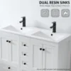 48" Bathroom Vanities Cabinet with Sink Combo Set, Undermount Double Resin Sink w/Thickened Wood, Matte Black Faucet, White 5