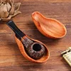 Mahogany Tobacco Pipe Rest Rack Smoking Pipe Holder Multi-functional Portable Leaf-shaped Solid Wood Pipe Special Accessories 6