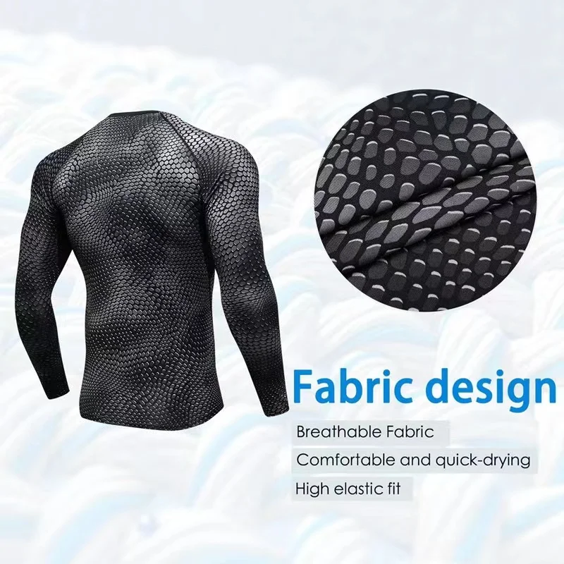 Men's Running T-Shirts Long Sleeve Shirts Sun Protection Breathable Bodybuilding T-Shirts Compression Sportswear Gym Sports Top