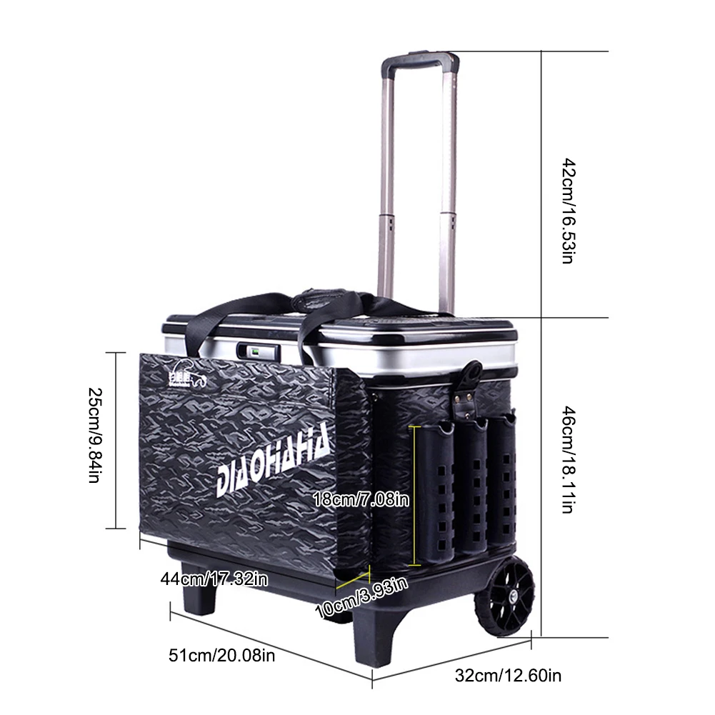 High-Capacity Fishing Barrel Box Plastic Adjustable Fishing Hook Stop Beads  Box with Wheels Durable Metal Buckle for Fished Gear