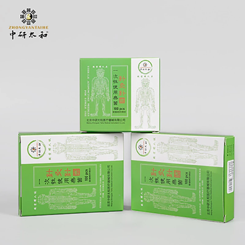 Disposable Acupuncture Needle 100 Pcs Disposable Copper Handle Acupuncture Needle Without Tube Sterile Sharp Needle Individual Package Tin Foil