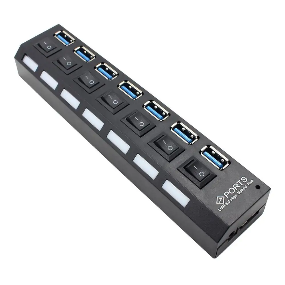 3.0 허브 USB 허브 3.0 멀티 USB 분배기, 4/7 포트 다중 확장기, PC용 스위치 포함 전원 어댑터, USB3 허브