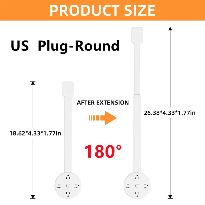 Electrical Wall Plug Rotates Electrical Outlet Extender Adjustable Length Power