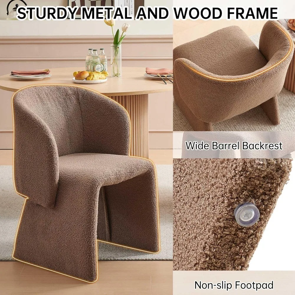 Barrel Dining Kitchen Chairs Set of 2, Modern Mid Century Living Room Chairs Upholstered Round Backrest Accent Side Chairs 5