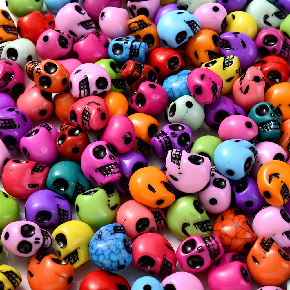 500PCS Acrylic Skull Beads Decorative Beads for DIY Jewelry Making