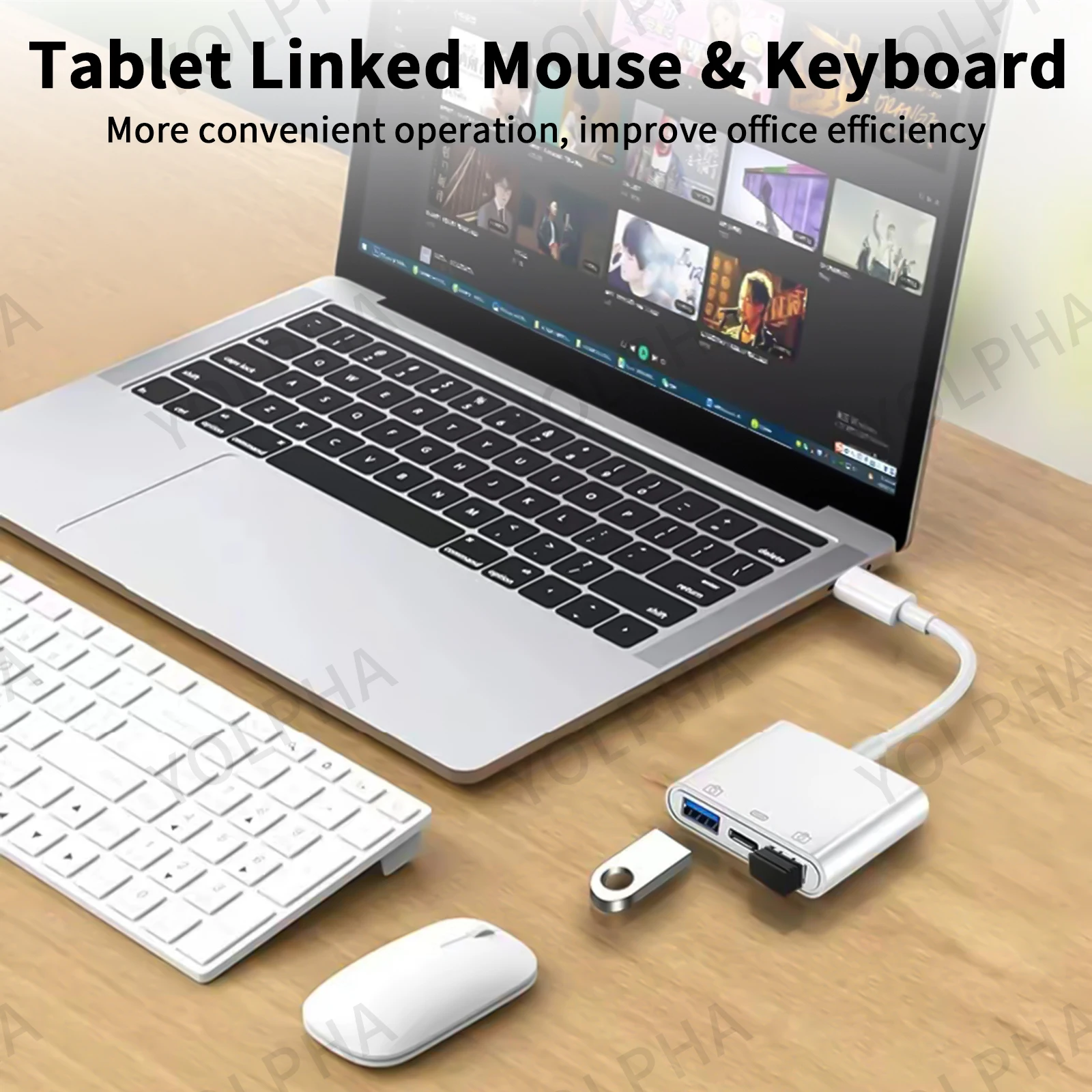 3 in 1 USB C - USB OTG 카드 리더기 플래시 드라이브(유형 C 충전 포트 포함) 유형 C 전화 어댑터용 U 디스크/마우스/키보드 연결