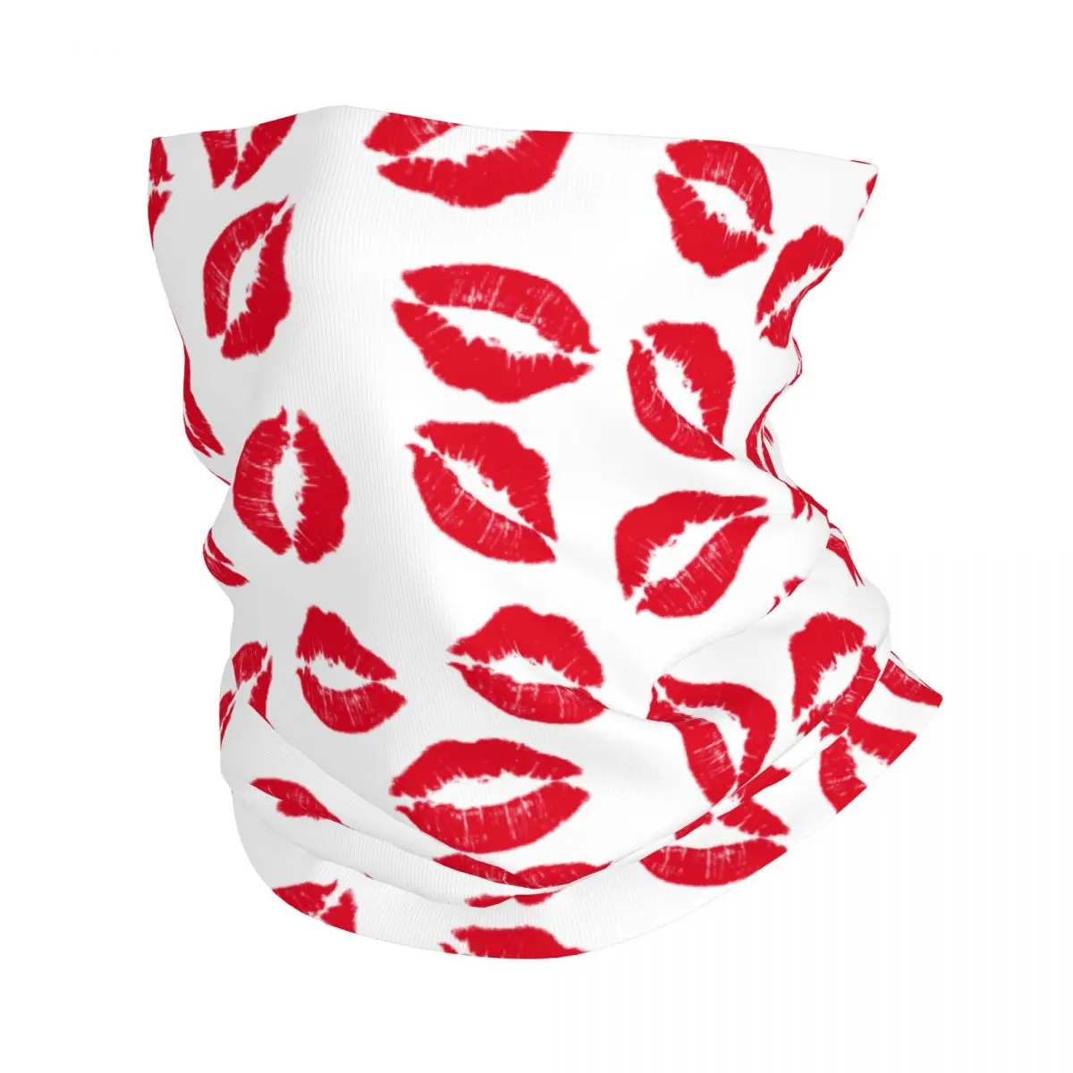 

Lips Prints Red Lipstick Kiss Bandana Neck Cover Printed Balaclavas Face Mask Scarf Multi-use Headband Hiking Adult Windproof