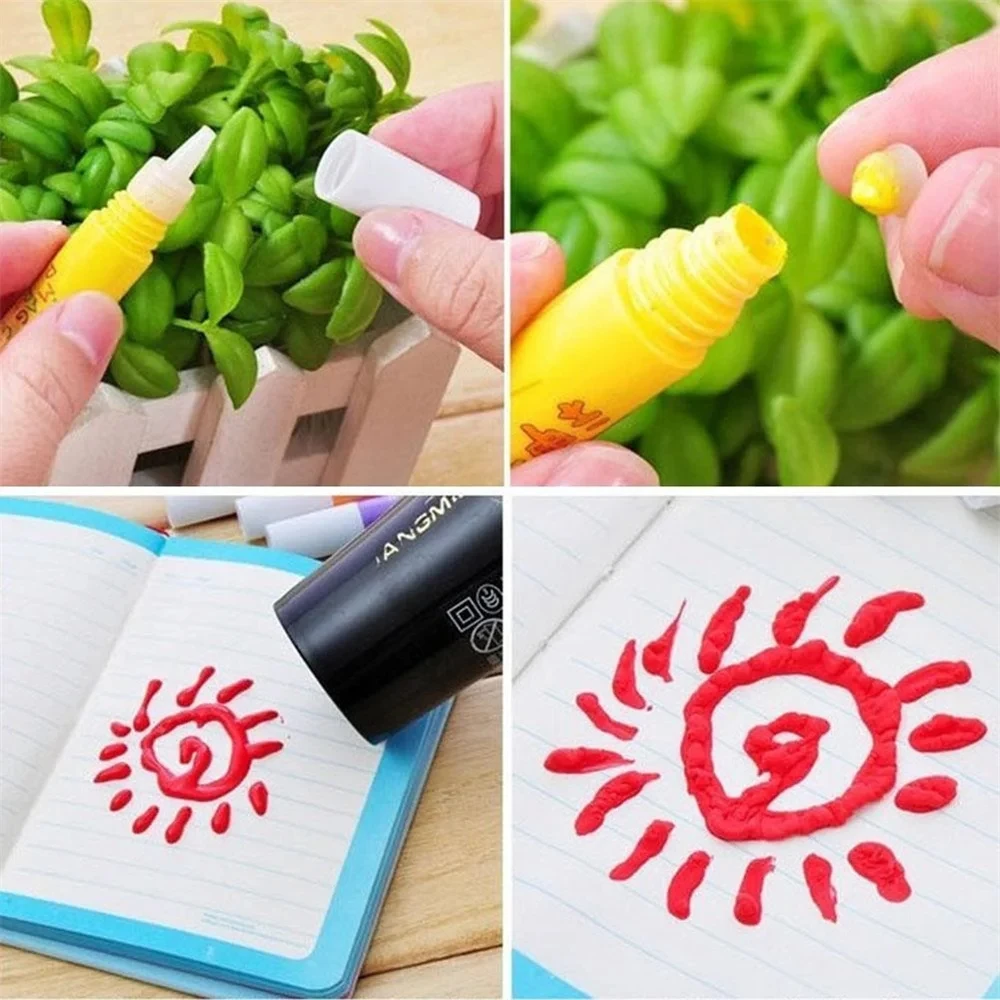 6 Stuks Magische Popcorn Pennen Gezwollen 3d Kunst Veilige Pen Voor Wenskaarten Kids Bubble Pen Diy Handgemaakte Katoenen Pen Kids Cadeaus