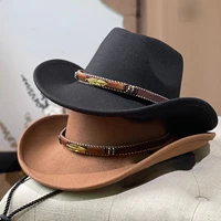 American Western Cowboy Hat Outdoor Tourism Performance Hat Big Brimmed Tibetan Woolen Jazz Hat Male 1