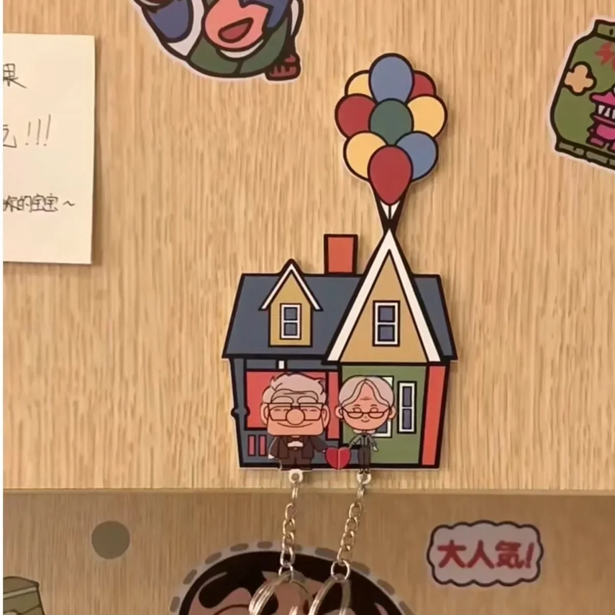 Key Holder 1PCS Couple Wall Anti-Loss Pendant Lover Chain Home Decor Refrigerator Sticker Storage