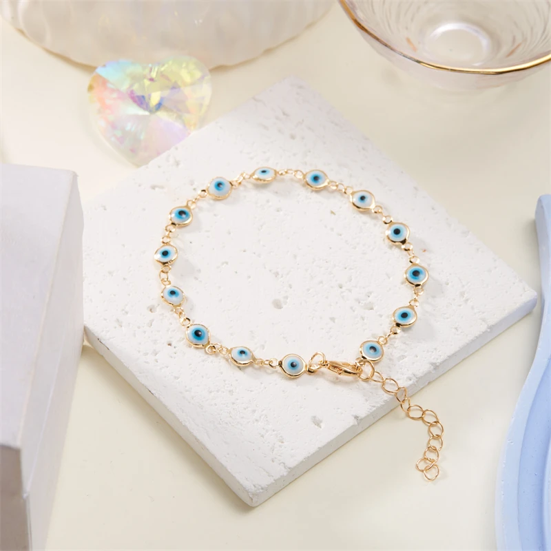 Klassische blaue böse Blick Fußkettchen für Frauen runde Bein kette bunte Harz Auge Perlen Fußkettchen Armband Sommer Strand Fuß Schmuck Geschenk – Detail 18