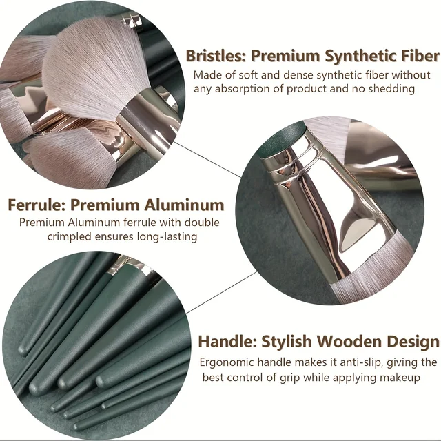 41543-3f9b7a.png 14/26Piece Makeup Brush Set Soft Fluffy Makeup Sponge Tool Cosmetic Powder Eyeshadow Foundation Blush Blending Beauty Travel Set