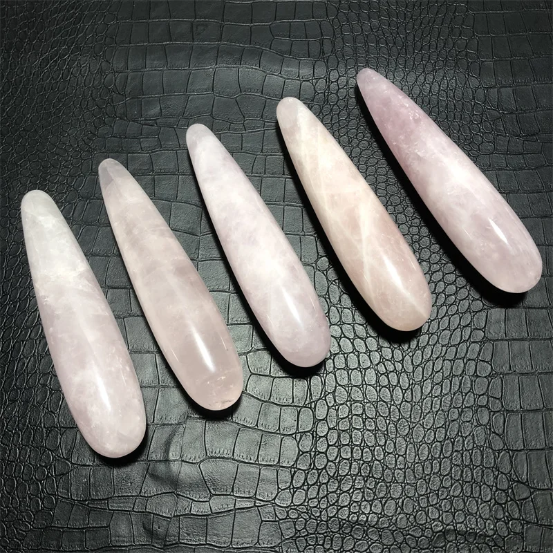 Natural rose quartz crystal wand Personality pink quartz massage stick Gemstone beauty bar Healing for women gift 3