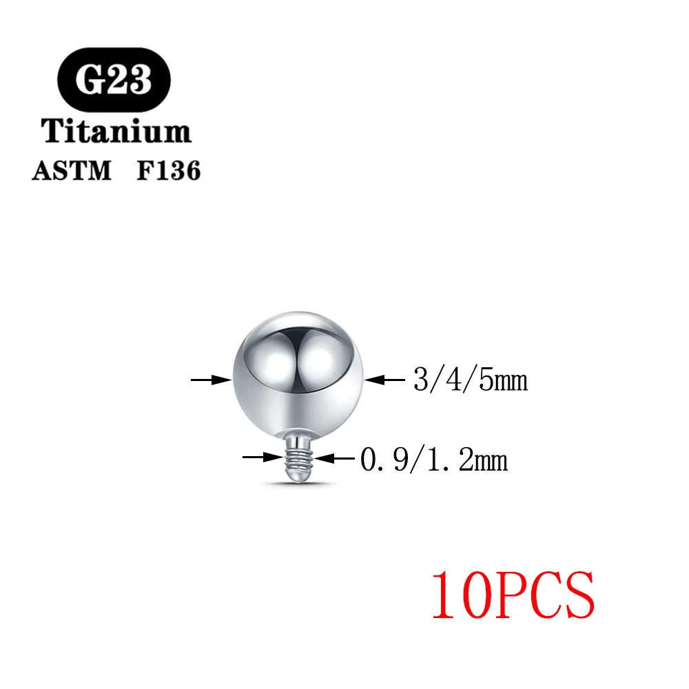 10PCS G23 Titanium 14G 16G External Thread Internally Threaded Ball Replacement Accessories Body Jewelry Accessories piercing jewelry body piercing jewelry body jewelry