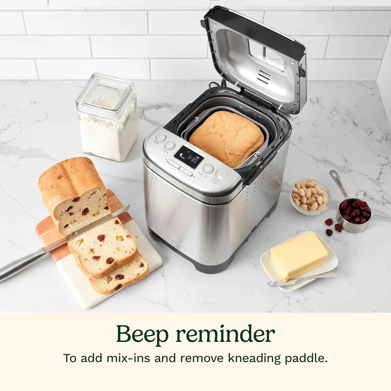 Bread Maker Machine, Compact and Automatic, Customizable Settings, Up to 2lb Loaves, CBK-110P1, Silver,Black 4