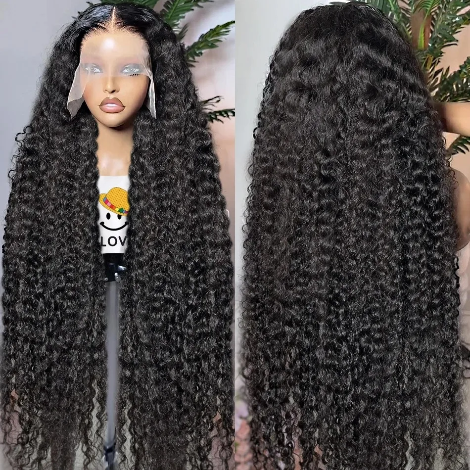 250 Density 30 40 Inch 13&amp;amp;#215;6 HD Transparent Deep Wave Lace Frontal Wigs Water Curly Human Hair 13&amp;amp;#215;4 Lace Front Wig For Women