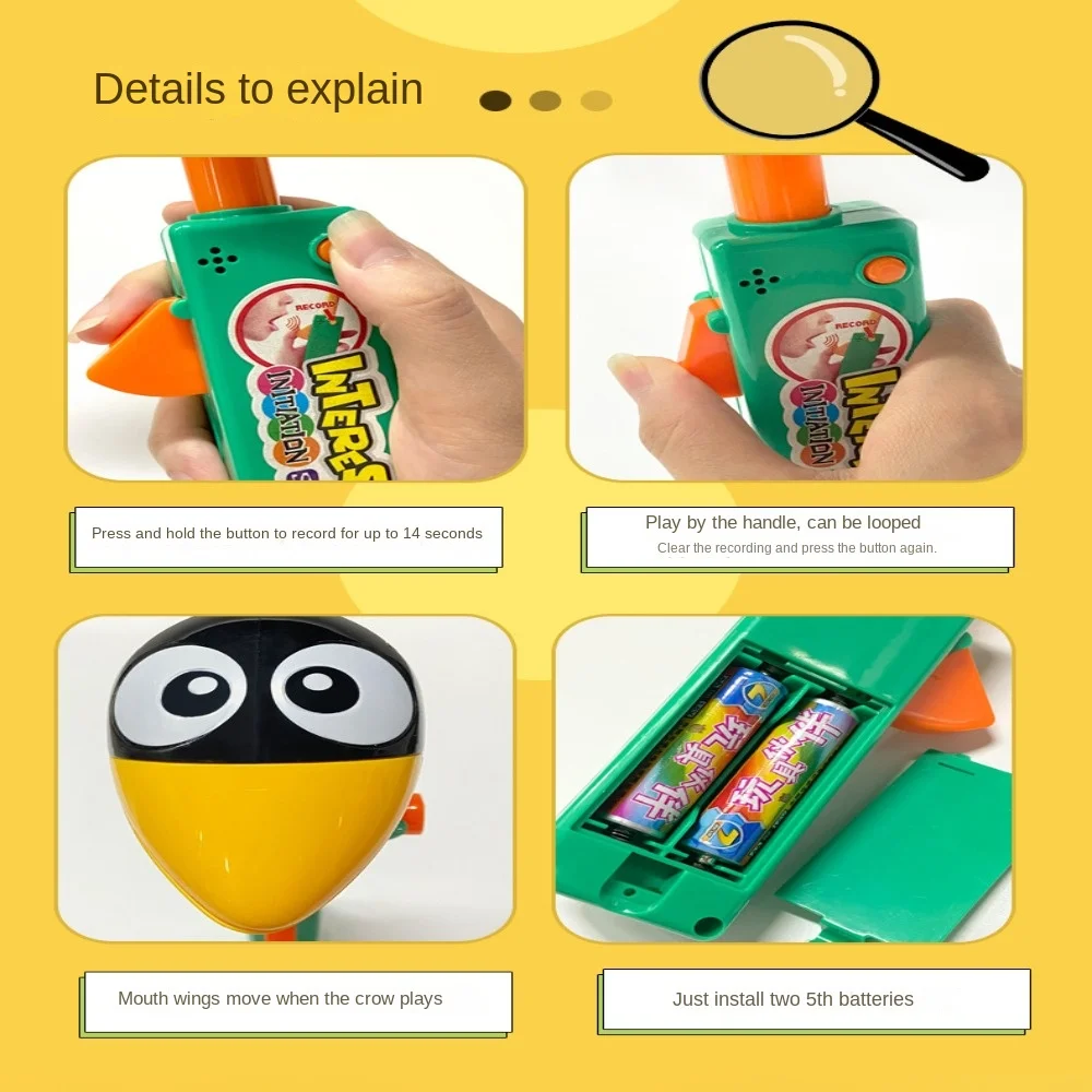 Educational Talking Record Electric Talking Parrot Repeats Imitate Talking Crow Toy Animal Funny Speaking Birds Baby 2
