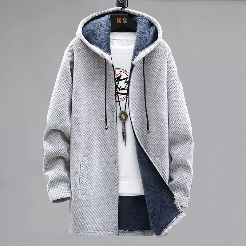 

Men's Winter Thick Fleece Sweatercoat Male Slim Fit Long Hooded Sweater Jacket Warm Cardigan Outwear Coat Clothing