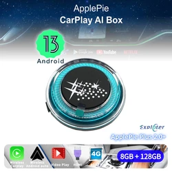 CarPlay AI Box HDMI Android 13 RAM 8GB ApplePie Plus 2.0+ Wireless QualComm 8 Core Rom 128GB 4G LTE Support Netflix YouTube
