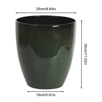 28cm Height Deep Flower Pot Imitation Ceramic Resin Monstera Planter Saucer For Indoor Outdoor Plants Home Garden Office Decor