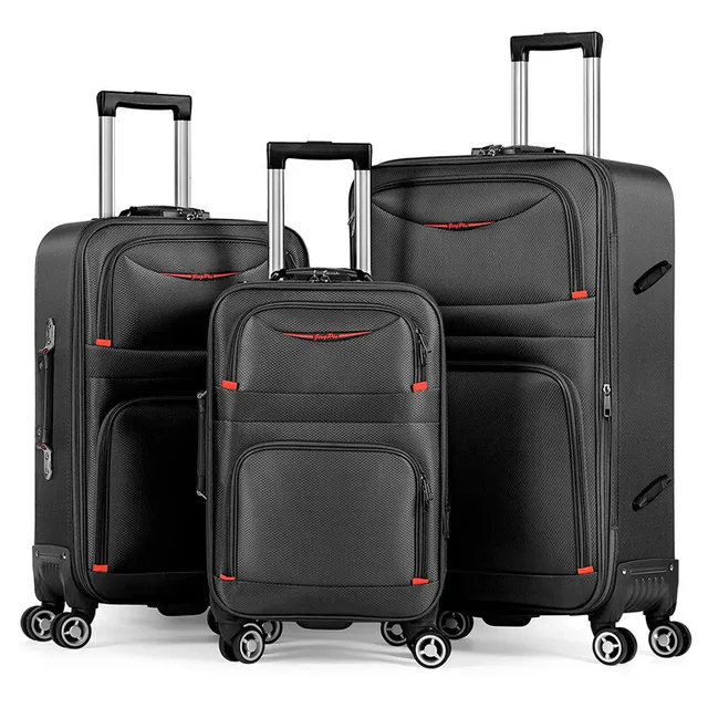 Ensemble de valises 3 pièces pour bagages en tissu Oxford avec serrure TSA et 360 °   Roues silencieuses, sac de voyage extensible étanche pour les entreprises 1