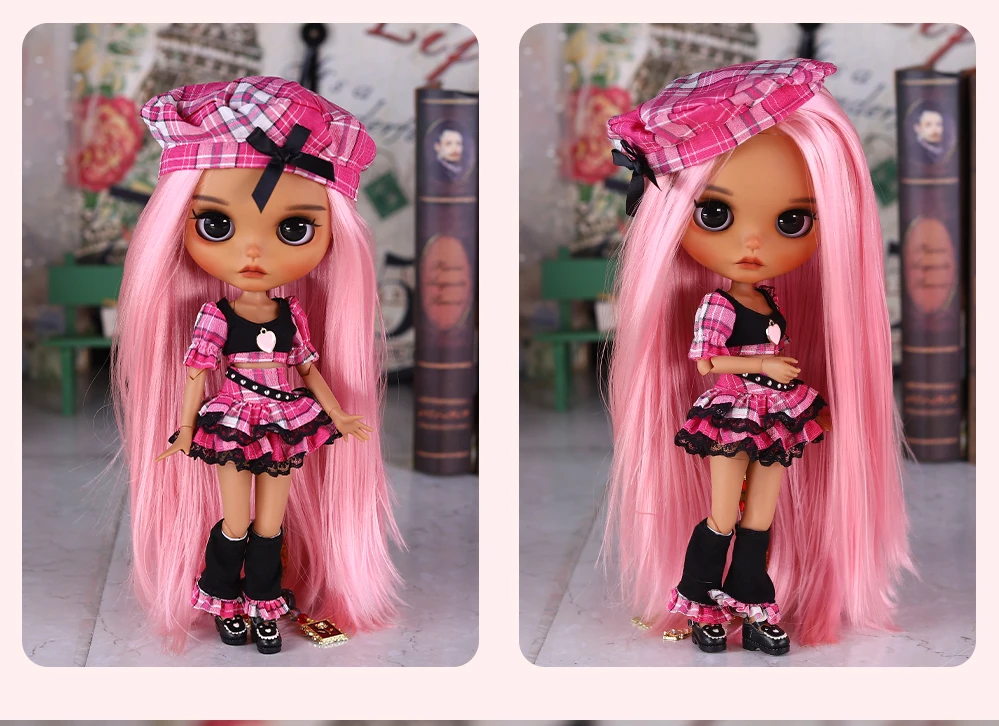 Elsie – Premium Custom Neo Blythe Doll with Pink Hair, Tan Skin & Matte Cute Face 12