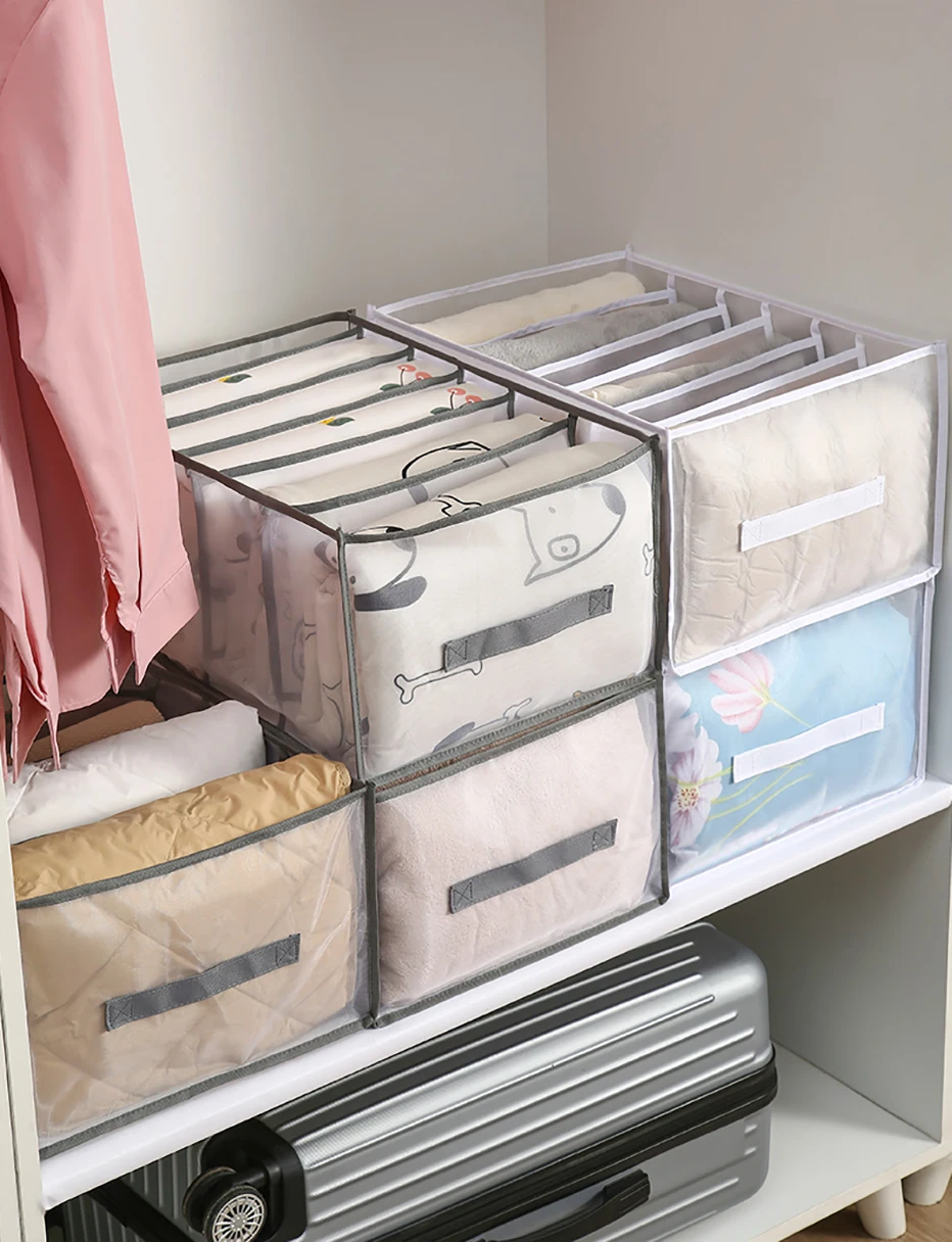 1pc Five-grid Mesh Storage Box Large-capacity Clothes And Quilt Cover Home Wardrobe Organization Storage Box 6