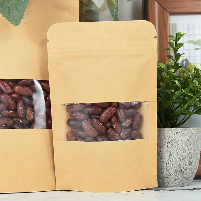 10 Stück Kraftpapier-Lebensmittelbeutel, Standbeutel, Kaffee, Süßigkeit, Verpackung, Trockenfutter, Obst, Kekse, Aufbewahrung, Zip-Lock-Versiegelungsbeutel – Detail 11