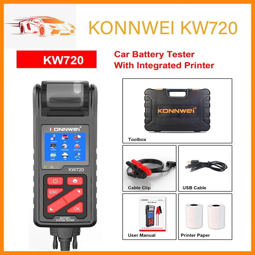 KONNWEI KW720 Battery Analyzer 6V/12V/24V Motorcycle Car Truck Battery