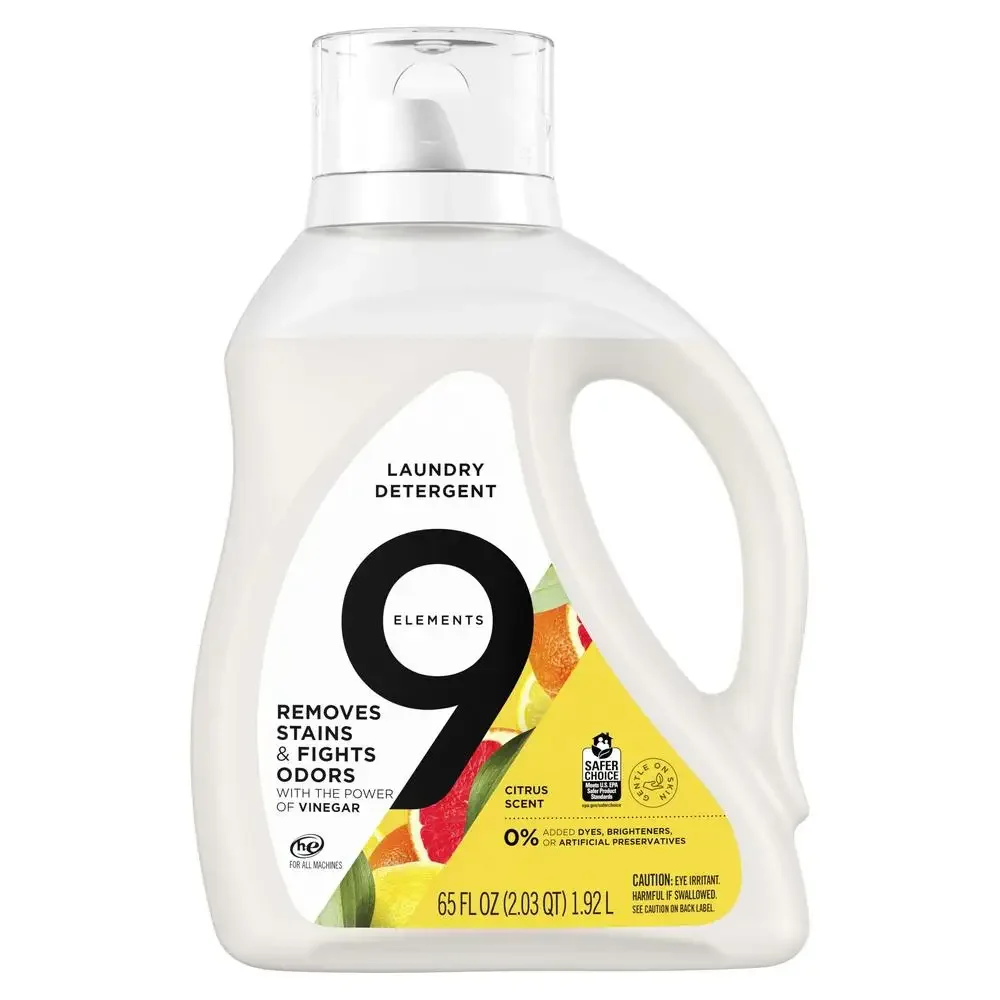 Lemon Scented Vinegar Powered Laundry Detergent 65 fl oz Deep Clean Gentle on Skin White Stain Removal Concentrated Liquid