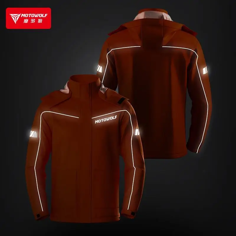 MOTOWOLF Motorcycle Raincoat For Men & Women Waterproof Rain Suit Reflective Breathable Lightweight 2 Pieces Rainwear