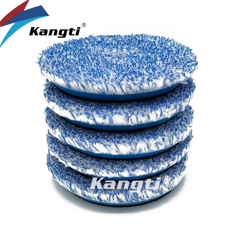 Kangti 3"/5"/6" Fast Finishing Microfiber Polishing ing Pad Disc Kits For DA/RO Car Polisher