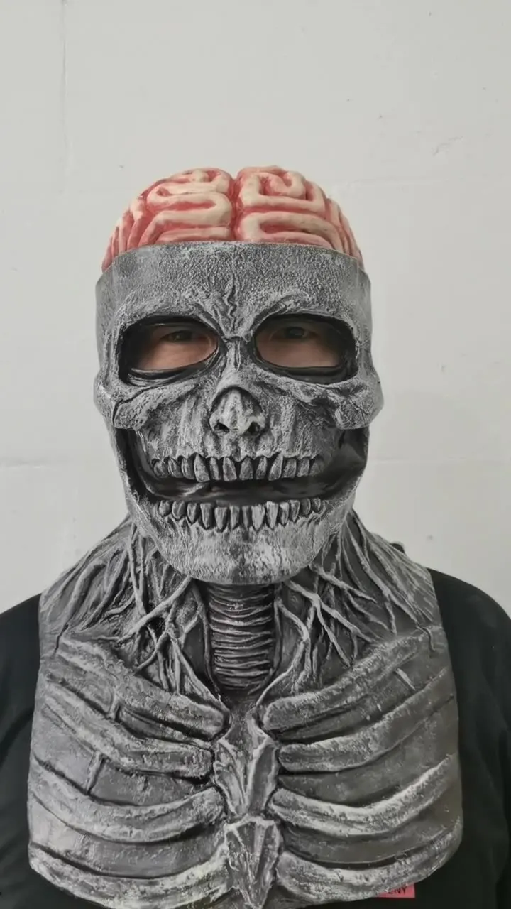 

Horror Brain Explosion Headgear Funny Scary Screaming Latex Mask Halloween Skull Mask