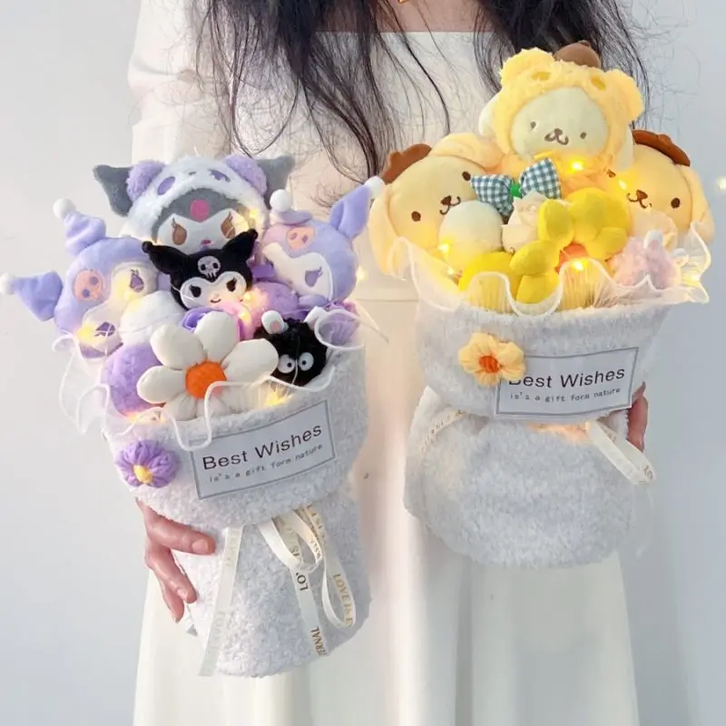 

Sanrio анимационные периферийные приборы Cinnamoroll Kuromi Kawaii мультяшный креативный кукольный букет для пар детей подарок на день рождения