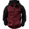 Autumn Winter Hoodies Men Zipper Patchwork Warm Fleece Sweatshirts Multi Pockets Male Fashion Hooded Jacket Thick Outdoor Hoodie 4