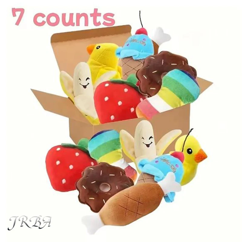 7-Piece Plush Puppy Sound Toy Set - Chewable Fruit & Vegetable Snack Toys