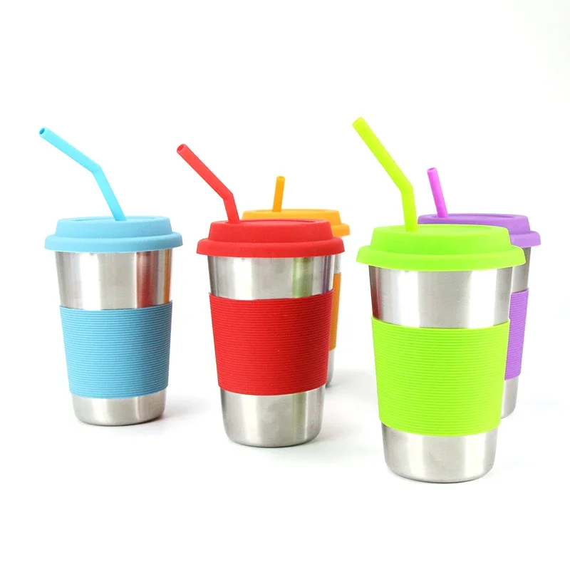 Reusable Silicone Drinking Straws Set 6Pcs Long Flexible Straws with Cleaning Brushes for 20 oz Tumbler Bar Party reusable silicone straws